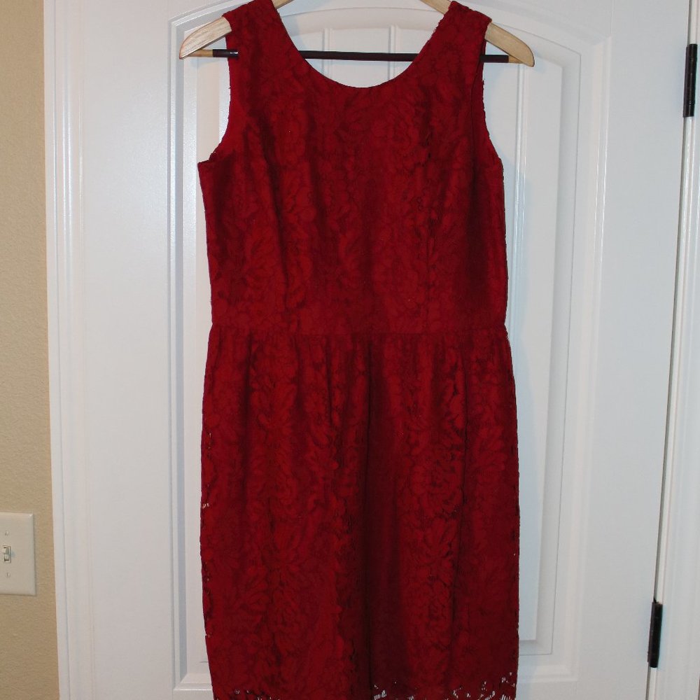 LOFT Red Lace Holiday Dress - Sz 6 Red